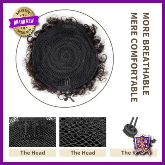 Human Hair Afro Puff Ponytail Set, 2PCS, Drawstring Design for Easy Styling main image 5